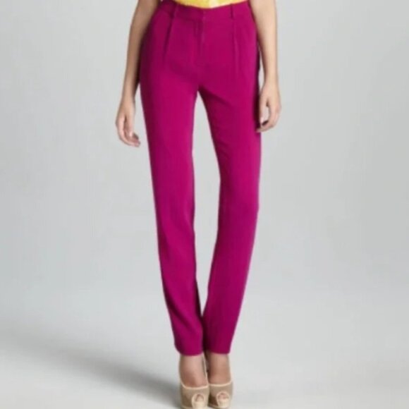 Diane Von Furstenberg Womens Pants‎ 12 Jacques Cady Crepe Fuchsia Career Bright - Picture 1 of 9